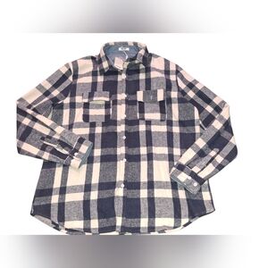 Men's Blue and White Plaid Shirt Jacket